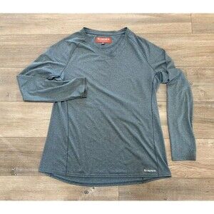 Simms Fishing Base layer Top Womens XL Striped Long Sleeve Athletic Stretch LOGO